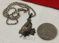 Vintage 925 Sterling Silver WOMAN FIGURAL Cut Out Etched Artisan Made Pendant