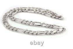 Vintage 925 sterling silver heavy solid figaro chain made in Italy