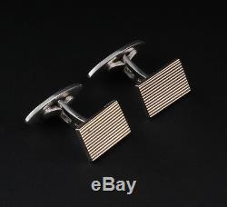 Vintage Art Deco Sterling Silver Cufflinks w. Gold. Made In Denmark. Axel Holm
