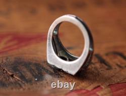 Vintage Artisan Hand Made Sterling Silver Garnet Stone Ring 6.6 g Size 7.5