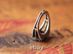 Vintage Artisan Hand Made Sterling Silver Garnet Stone Ring 6.6 g Size 7.5