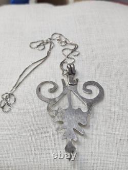 Vintage Artisan Made Sterling Silver And Amethyst Pendant Necklace Navajo