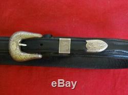 Vintage Bohlin Made Burbank Sterling Silver Ranger Buckle Set Leather Belt