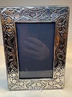 Vintage British made sterling silver 6x4 frame made in London In 1983 Floral