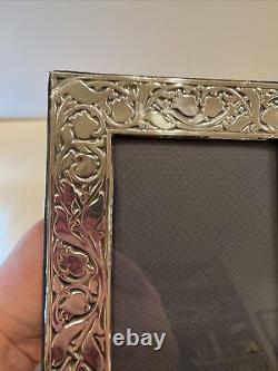 Vintage British made sterling silver 6x4 frame made in London In 1983 Floral