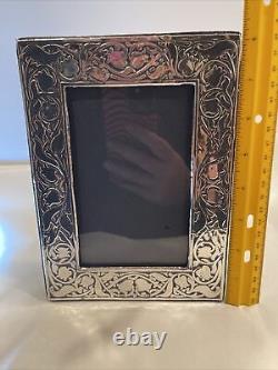 Vintage British made sterling silver 6x4 frame made in London In 1983 Floral