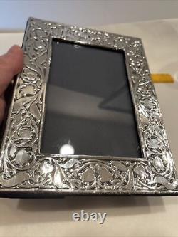 Vintage British made sterling silver 6x4 frame made in London In 1983 Floral