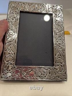 Vintage British made sterling silver 6x4 frame made in London In 1983 Floral