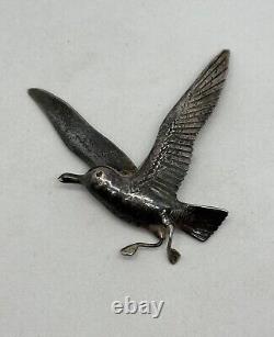 Vintage Clifford Russell Hand Made Sterling Silver Seagull Seashore Bird Brooch