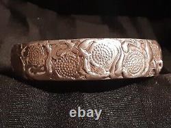 Vintage Custo made Sterling Silver Solid Bangle Cuff Bracelet 7-7/8 Inches 925