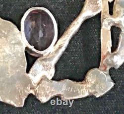 Vintage Custom Made Sterling Silver Necklace & Pendent with Amethyst Stone