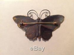 Vintage David Anderson Sterling Silver Enameled Butterfly Brooch Made in Norway