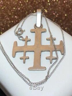 Vintage Estate 2 Sterling Silver Cross Taxco Made In Mexico Religious Pendant