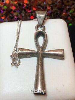 Vintage Estate 2 Sterling Silver Cross Taxco Made In Mexico Religious Pendant
