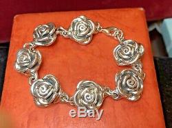 Vintage Estate Sterling Silver Bracelet Flower Signed Made In Thailand