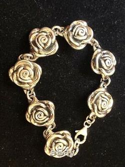 Vintage Estate Sterling Silver Bracelet Flower Signed Made In Thailand