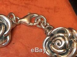 Vintage Estate Sterling Silver Bracelet Flower Signed Made In Thailand