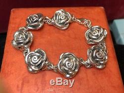 Vintage Estate Sterling Silver Bracelet Flower Signed Made In Thailand