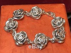 Vintage Estate Sterling Silver Bracelet Flower Signed Made In Thailand