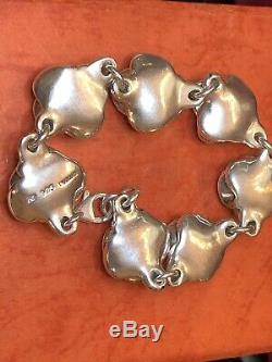 Vintage Estate Sterling Silver Bracelet Flower Signed Made In Thailand