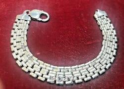 Vintage Estate Sterling Silver Bracelet Made In Italy Linked Textured