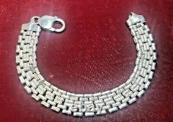 Vintage Estate Sterling Silver Bracelet Made In Italy Linked Textured