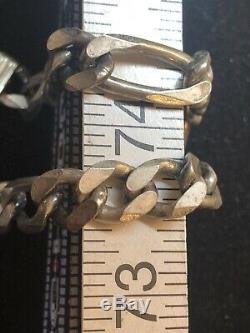 Vintage Estate Sterling Silver Bracelet Made In Italy Men's Figaro 8.5' L