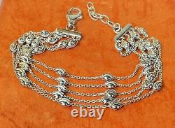 Vintage Estate Sterling Silver Bracelet Made In Italy Signed 4 Strands