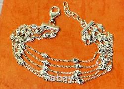 Vintage Estate Sterling Silver Bracelet Made In Italy Signed 4 Strands