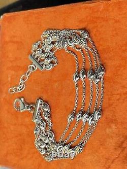 Vintage Estate Sterling Silver Bracelet Made In Italy Signed 4 Strands