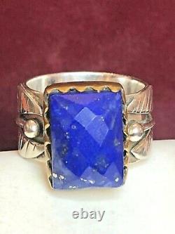 Vintage Estate Sterling Silver Lapis Lazuli Ring Made In India Signed Ys Band