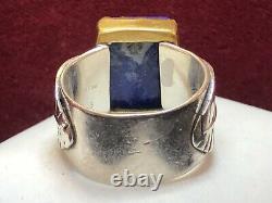 Vintage Estate Sterling Silver Lapis Lazuli Ring Made In India Signed Ys Band