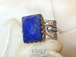 Vintage Estate Sterling Silver Lapis Lazuli Ring Made In India Signed Ys Band