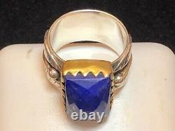 Vintage Estate Sterling Silver Lapis Lazuli Ring Made In India Signed Ys Band