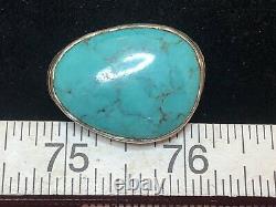 Vintage Estate Sterling Silver Large Turquoise Ring Made In India Southwestern