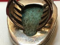 Vintage Estate Sterling Silver Large Turquoise Ring Made In India Southwestern
