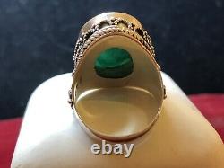 Vintage Estate Sterling Silver Natural Jade Ring Made India Signed Ys Gemstone