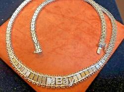 Vintage Estate Sterling Silver Necklace Chain Braided Woven Chain Made In Italy