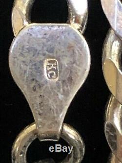 Vintage Estate Sterling Silver Necklace Men's Figaro Made In Italy Signed Kc