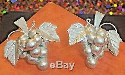 Vintage Estate Sterling Silver Taxco Earrings Grapes 3-d Large Made In Mexico