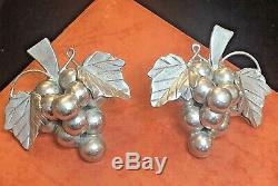 Vintage Estate Sterling Silver Taxco Earrings Grapes 3-d Large Made In Mexico