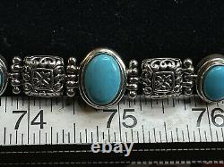 Vintage Estate Sterling Silver Turquoise Bracelet Made In China 925 Signed A