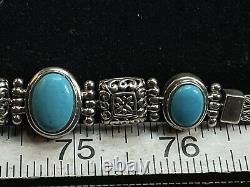 Vintage Estate Sterling Silver Turquoise Bracelet Made In China 925 Signed A