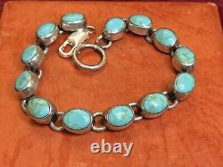 Vintage Estate Sterling Silver Turquoise Bracelet Made In Mexico Gemstone