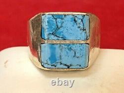 Vintage Estate Sterling Silver Turquoise Ring 950 Made In Mexico Inlaid