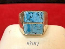 Vintage Estate Sterling Silver Turquoise Ring 950 Made In Mexico Inlaid