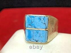 Vintage Estate Sterling Silver Turquoise Ring 950 Made In Mexico Inlaid