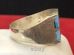 Vintage Estate Sterling Silver Turquoise Ring 950 Made In Mexico Inlaid