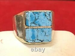 Vintage Estate Sterling Silver Turquoise Ring 950 Made In Mexico Inlaid