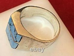 Vintage Estate Sterling Silver Turquoise Ring 950 Made In Mexico Inlaid